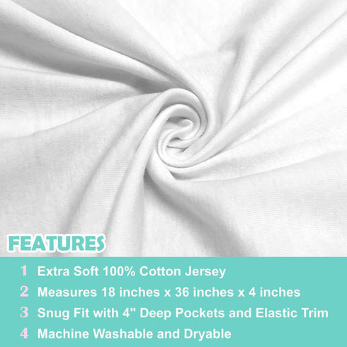 American Baby Company 2 Pack Fitted Cradle/Bassinet Sheets, 100% Natural Cotton, 36" x 18", Soft, Hypoallergenic, White