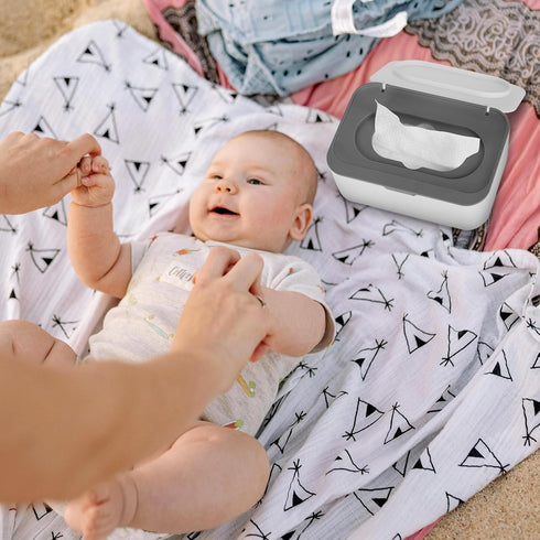 Flenpptly Gray Baby Wipes Holder - Fresh Wipes Dispenser with Easy Access