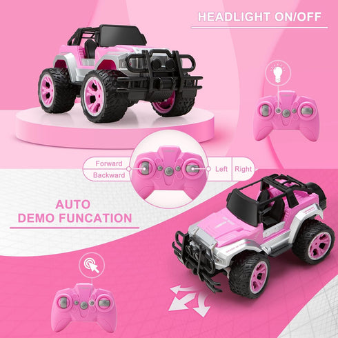 Carox Remote Control Car for Girls - Pink RC Car with Doll and Sticker, 1:16 Scale, Rechargeable Battery, Birthday Gift