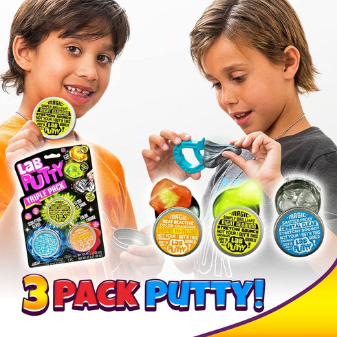 JA-RU Lab Putty Bundle Set (1 Pack, 3 Units Assorted) - Glow in The Dark Slime, Bouncing Putty for Kids