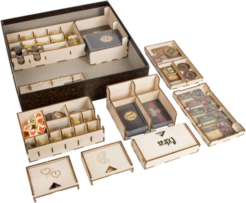 The Broken Token Mice and Mystics Compatible Game Organizer - Wood Storage Box with Multiple Trays and Boxes