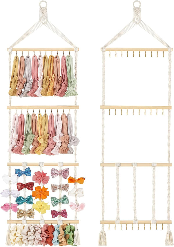 Mkono Headband Holder Boho Hair Bow Organizer for Girls Macrame Bow Hanger