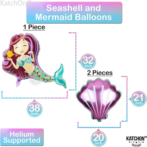 Mermaid First Birthday Decorations for Girl, 40 Inch 1 Balloon, Glitter One Banner for Mermaid Party