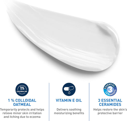 Cream,1% Free,5oz,(Pack 2) CeraVe Baby Eczema Relief Colloidal Oatmeal Cream with Vitamin E & Ceramides,Soothes & Calms