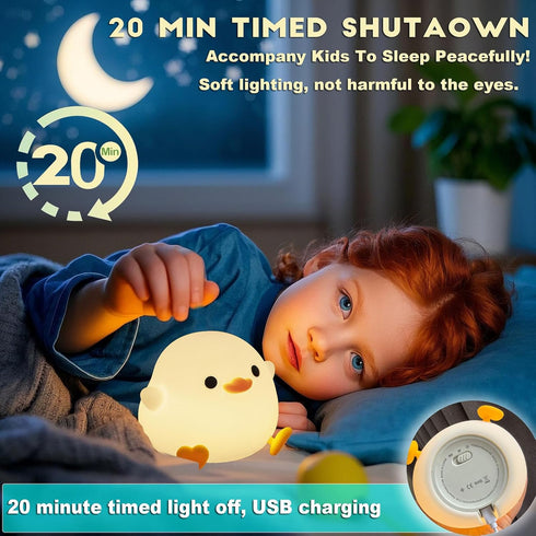 DREAMING MY DREAM Cute Duck Lamp,Do Do Duck Night Light,Silicone Squishy Nursery Bedside Lamp,USB Rechargeable Touch