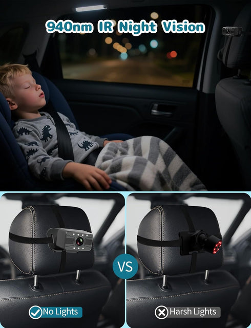 HUBOOK 7" 1080P 2 Dual Baby Car Camera, Split Screen Baby Car Monitor with Night Vision, Rear Facing Car Seat Camera