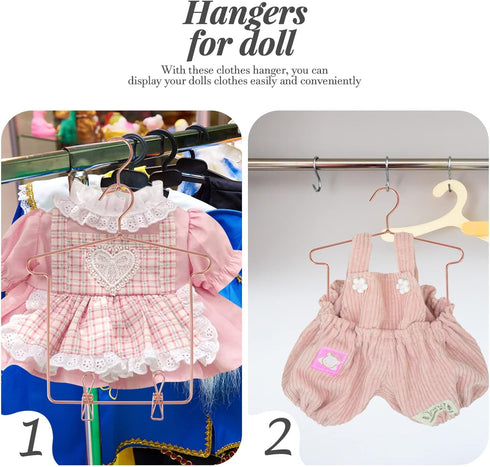 5 Sets Mini Doll Hanger Accessories, Little Hangers for 18 Inch Dolls, Iron Baby Clothing Support