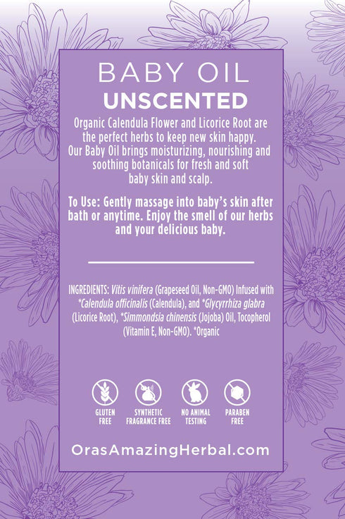 Ora's Amazing Herbal Travel Size Natural Baby Oil, Calendula Oil for Baby, Infant Massage, Cradle Cap, Hair Oil