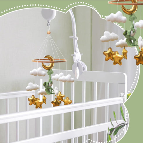 Forest Green Dragon Crib Mobile - Nursery Decor with Green Leaf Design