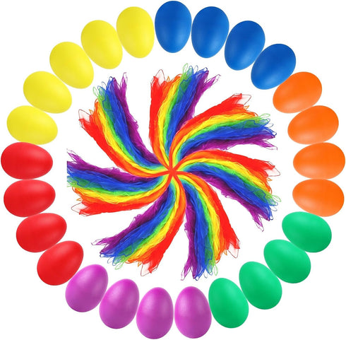 Augshy 60 Pcs Egg Shaker Musical Instruments for Kids, 36 Packs Maracas