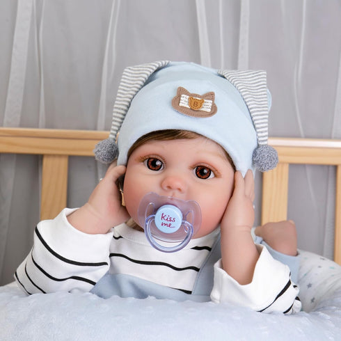 Aori Reborn Baby Dolls Boy, 22 Inch Realistic Lifelike Newborn Baby Doll with Teddy Toy and Accessories