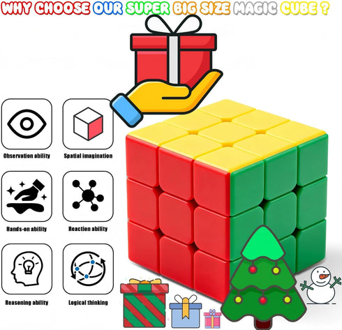 18CM 3x3 3D Giant Magic Cube, Big Speed Cube Color-Matching Sensory Puzzle Box Super Large Birthday Christmas Stocking