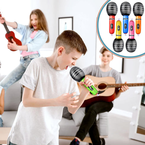 Zhanmai 12 Pieces Inflatable Microphones, Blow Up Microphone Props for Musical Concert Themed Party Decoration