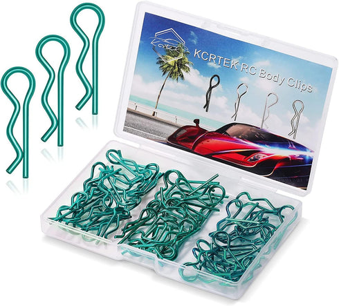KCRTEK 50Pcs RC Body Clips - Green Clips for 1/10 1/12 Scale Redcat HPI Himoto HSP Exceed RC Car Parts Truck Buggy