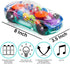 ArtCreativity Light Up Transparent Sensory Car Toy for Kids, 1PC Bump and Go with Colorful Gears and Music