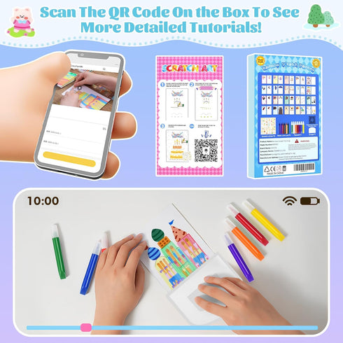 Set, GAKICO Rainbow Scratch Art for Kids: Creative Squeegee Painting Kits, Rainbow Scratch Paper Art Squeeze Magic