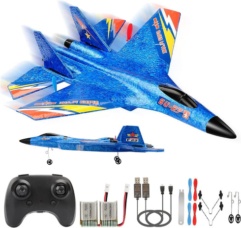 RC Plane Remote Control Glider, 2.4 GHZ, 2 Channels, Easy to Fly Fighter, Automatic Balance Gyro for Kids Adults