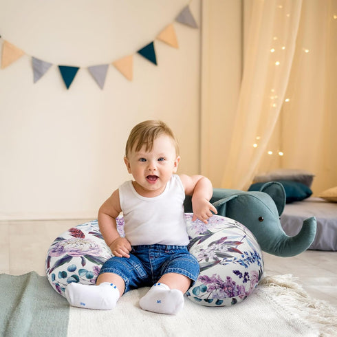 Set Purple Baby Blankets, Minky Toddler Blanket for Boys Girls, Wisteria Floral Nursing Pillow Cover, Nursing