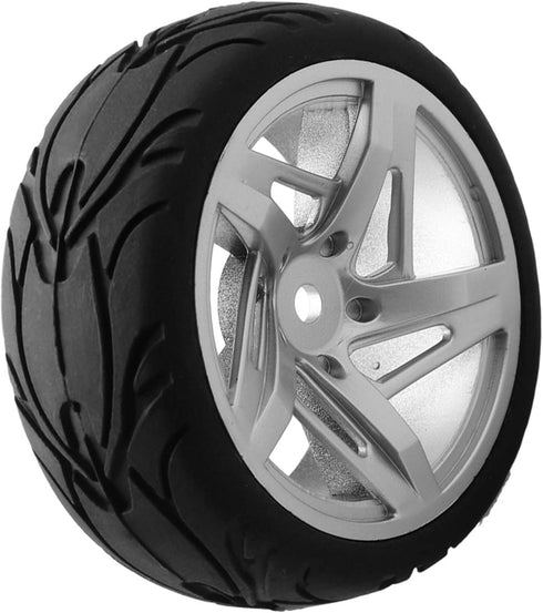 Mxfans RC 12mm Hux Wheel Rims & Rubber Tires for RC 1:10 On Road Drift Car, Pack of 4
