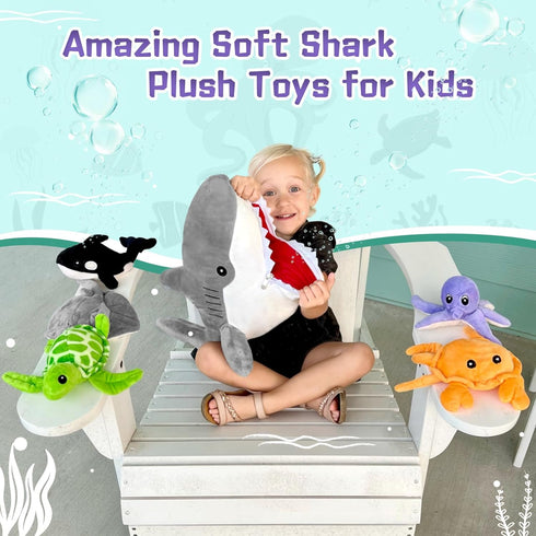 23in 5 Mommy Set, MorisMos Shark Stuffed Animal with Baby Plush Inside, Stuffed Shark Surprise Toy Cute Ocean Sea