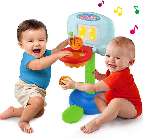 LotFancy Basketball Hoop for Kids - 2 in 1 Adjustable Sports Toy Set for Toddlers 9m-3y, Indoor Basketball Game