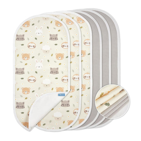 6 Pack, 100% TILLYOU Waterproof Changing Pad Liners Cotton Reusable Cloth Diaper Liners, Pet
