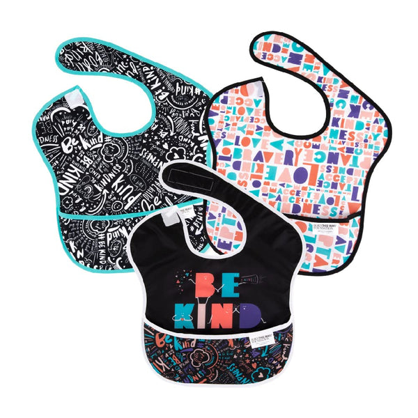 Bumkins SuperBib Baby and Toddler Bibs for 6-24 Months, Essential for Eating and Baby Led Weaning, 3-pk
