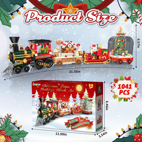 Set, Sets 8+(1041 Christmas Train Building Blocks Trian Model Building Toy Collectible Holiday Block for Boys & Girls