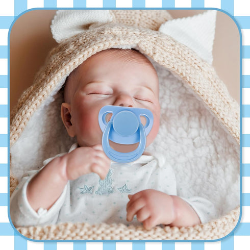 Jexine 4 Pieces Reborn Baby Doll Accessories, 2 Magnetic Pacifiers and 2 Baby Bottles in Random Patterns (Pink and Blue)