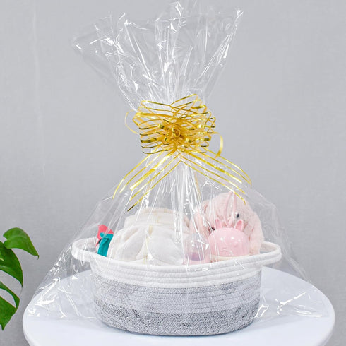 ABenkle Small Woven Basket, 12"x 8"x 5", Cute Storage Basket for Cat Dog Toys, Decorative Gift Basket with Handles