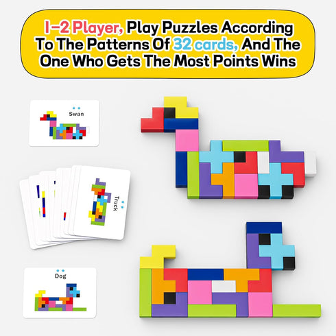 120Pcs 4 1 6 4+ Wooden Block Stacking Games Fast-Paced Building Block Game More Ways to Play for Party Game Night