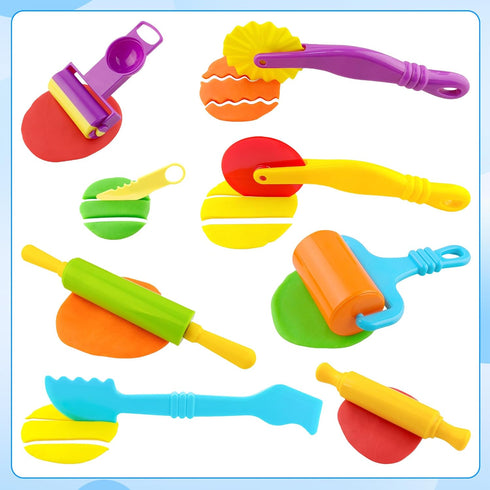 Playdough Tools 20 PCS Set for Kids - Various Shape Playdough Cutters and Rollers, Random Color