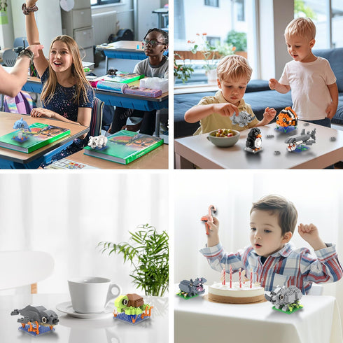 8-12, 1635PCS-12 Set, 8 9 10 11+ Party Favors for Kids Kinds of Animals Building Block Toy, Easter Gifts Goodie Bags