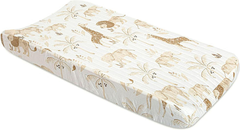 Crane Baby Safari Animal Print Fitted Crib Mattress Sheet & Changing Pad Cover