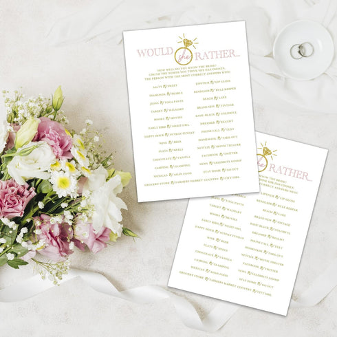 Would She Rather Game - Bridal Shower Cards, Wedding Party Games, 20 Cards per Set, Fun and Easy to Play