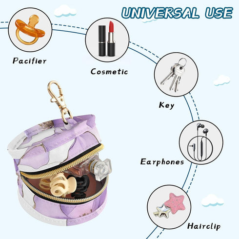 YETTASBIN Beautiful Flower Portable Pacifier Holder Case with Metal Hook Buckle & Zipper for Diaper Bag and Stroller
