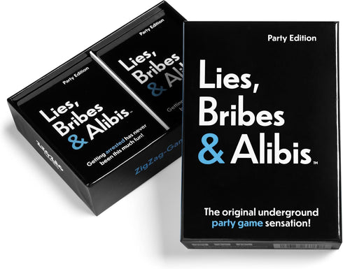 Lies, Bribes & Alibis - A Fun Party Card Game for Date Nights, College Bashes, Friendly Gatherings and Game Nights - Free Bonus Included