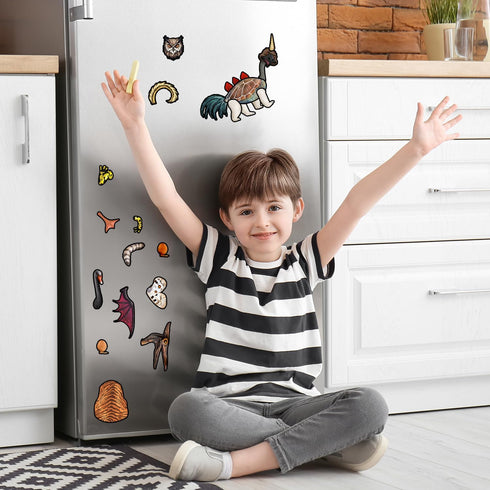 QLLQTIGER 100 Cryptid Construction Kit Monster Magnet Fridge Toys, Magnetic Creature Creation Kit, Pieces, Rubber