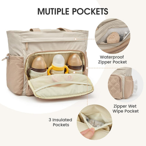 G4Free 3 1 Backpack in Diaper Bag with Insulated Pockets Baby for Women Men Toddler Diaper Tote with Stroller Buckle