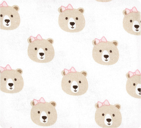 (Pack 2) Hudson Baby Unisex Baby Cotton Flannel Receiving Blankets, Pink Taupe Bear, One Size