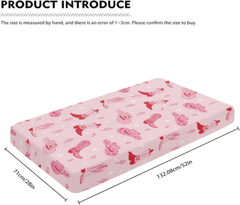 Streeyiu 52x28x8 Western Boots Baby Crib Sheets for Boys Girls Cowgirl Pink Breathable Soft Mini Fitted Crib Sheet