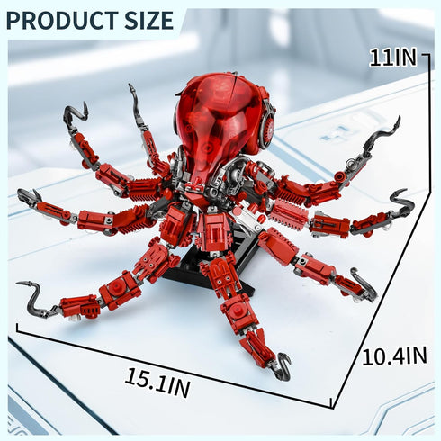 Sets 14+(882PCS) XITALAXU Mechanical Octopus Building for Adult, Ocean Animal Collection Toy with Display Stand