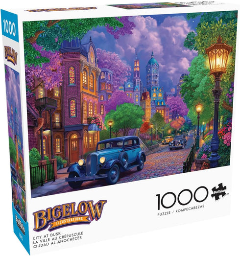 1000 26.75 19.75 Buffalo Games - Bigelow Illustrations - Night and Day - City at Dusk - Piece Jigsaw Puzzle for Adults