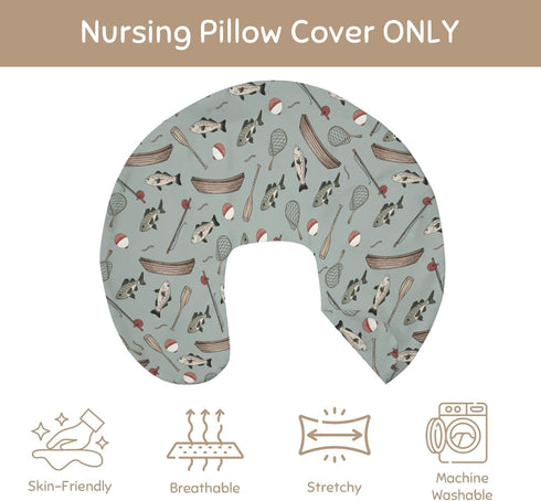 Selgkds Summer Vintage Fishing Nursing Pillow Covers Gender Neutral Fishing Lovers Gift Soft Stretchy Nursing Cover
