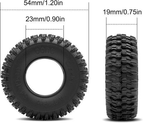 OGRC 1.0 Crawler Tires, Super Soft and Sticky with Dual Stage Foam for SCX24 Gladiator Bronco C10 JLU Deadbolt