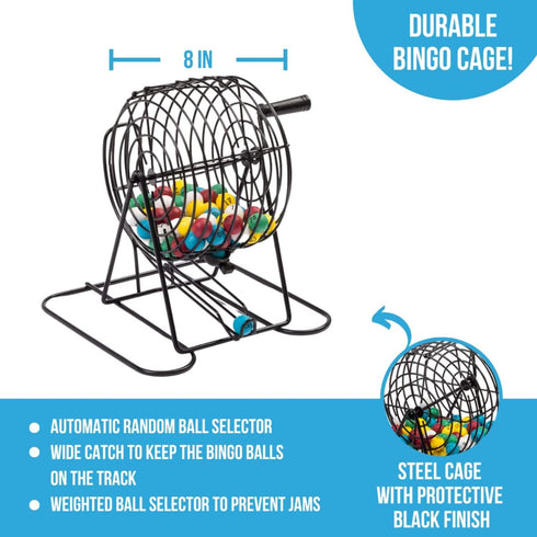 Set 8 Inch 75 50 Regal Bingo Deluxe Game for Adults and Kids - Includes Wheel Cage, Balls, Master Board, Cards
