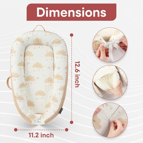 (0-12 Interactivity Baby Lounger for Playtime under Adult Supervision Months), Premium Quality Natural Cotton with Foam