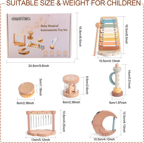 18+ 2 3 Baby Montessori Musical Instruments,Wooden Percussion Xylophone Musical Toys for Toddlers,Sensory Toys