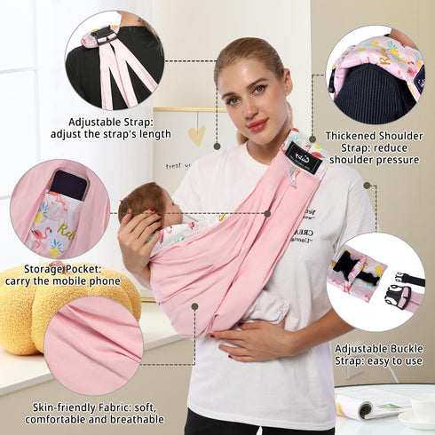 Baby Carrier by Cuby, Natural Cotton Baby Wraps Sling Baby Holder Extra Comfortable for Easy Wearing Carrying