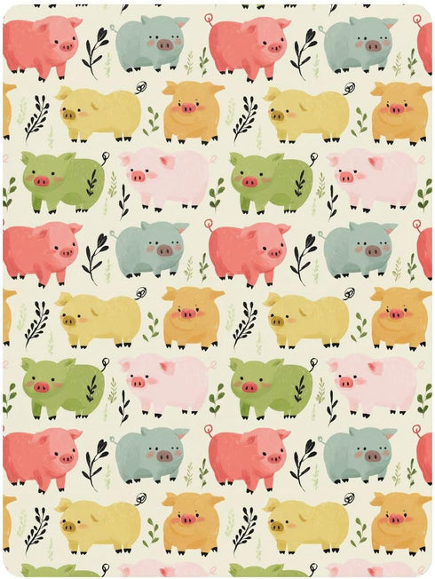 miaozhen 1 Pack 52x28 Cotton Crib Sheets for Baby Boys Girls Soft Stretchy Funny Garden Pig Ivory Playard Mattress